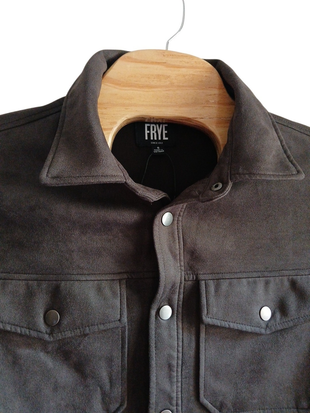 FryeDark Chocolate Faux Suede Shirt Jacket NWOT Men Small